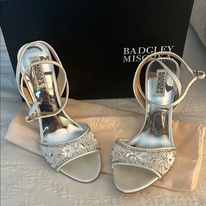 Badgley Mischka Silver Embellished Heels